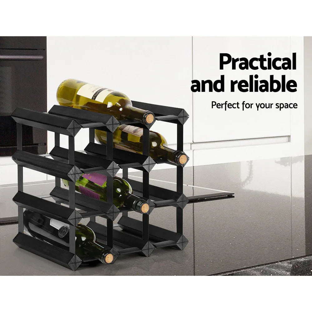 Artiss Wine Rack 12 Bottle Black - Mekamart Australia