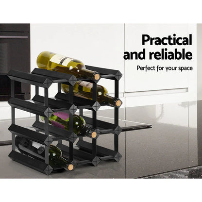 Artiss Wine Rack 12 Bottle Black - Mekamart Australia