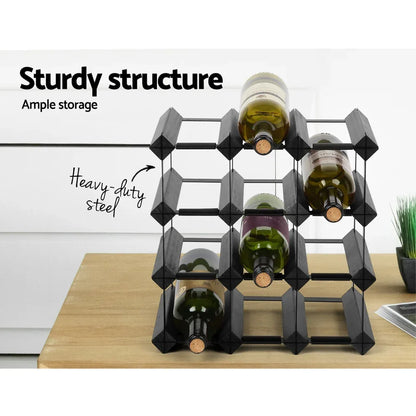 Artiss Wine Rack 12 Bottle Black - Mekamart Australia