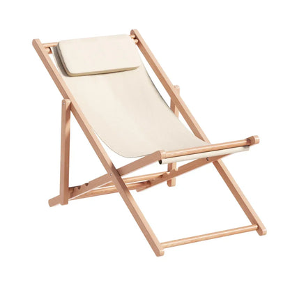Gardeon Outdoor Deck Chair Wooden Sun Lounge Folding Beach Patio Furniture Beige - Mekamart Australia