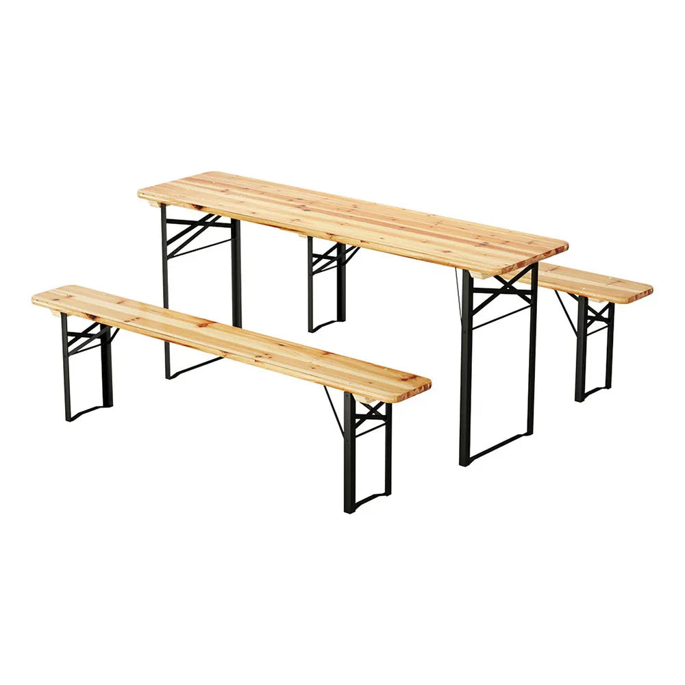 Gardeon 3 PCS Outdoor Furniture Dining Set Lounge Setting Patio Wooden Bench - Mekamart Australia