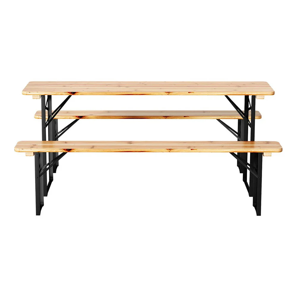 Gardeon 3 PCS Outdoor Furniture Dining Set Lounge Setting Patio Wooden Bench - Mekamart Australia