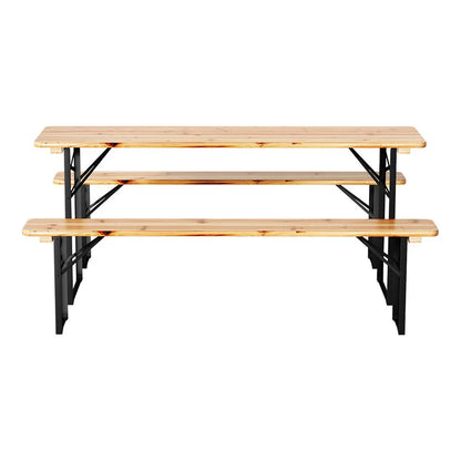 Gardeon 3 PCS Outdoor Furniture Dining Set Lounge Setting Patio Wooden Bench - Mekamart Australia