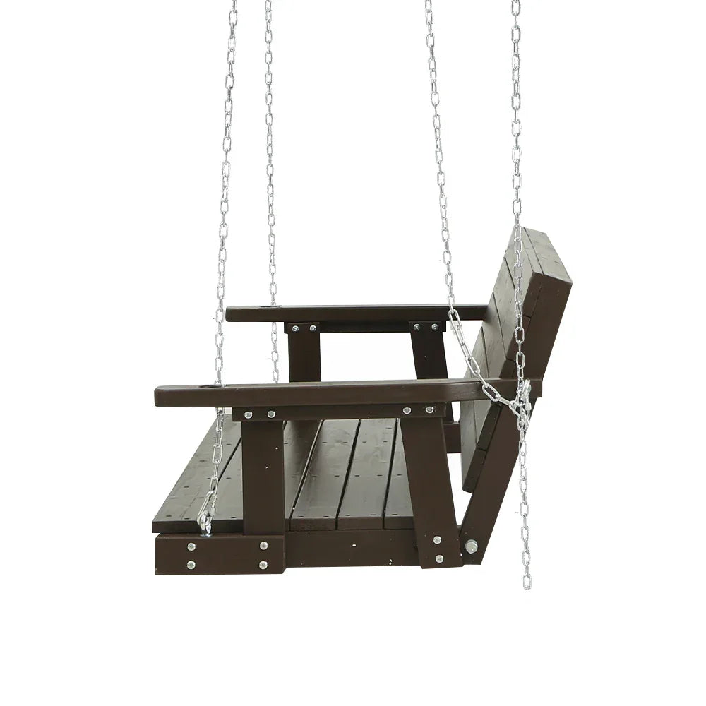 Gardeon Porch Swing Chair with Chain Outdoor Furniture 3 Seater Bench Wooden Brown - Mekamart Australia