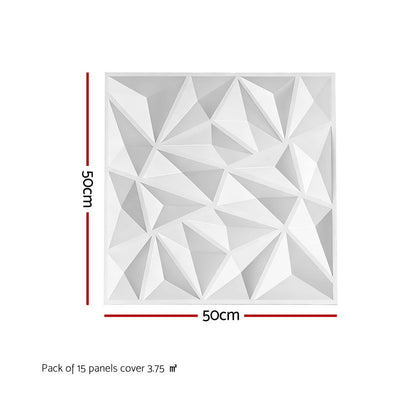 Artiss 3D Wall Panels Diamond PVC Decorative Panels 50x50cm Set of 15 Feature Wall
