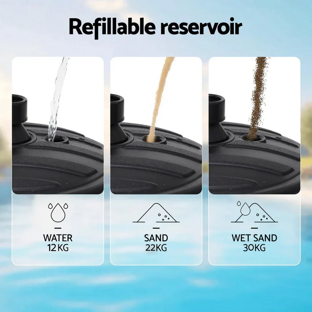 Instahut Outdoor Umbrella Base Weight Round Plastic Pole Holder 35-38mm Beach - Mekamart Australia