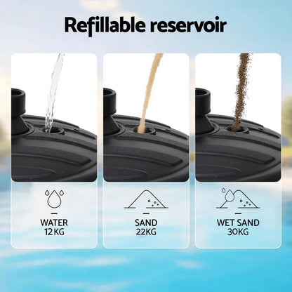 Instahut Outdoor Umbrella Base Weight Round Plastic Pole Holder 35-38mm Beach - Mekamart Australia