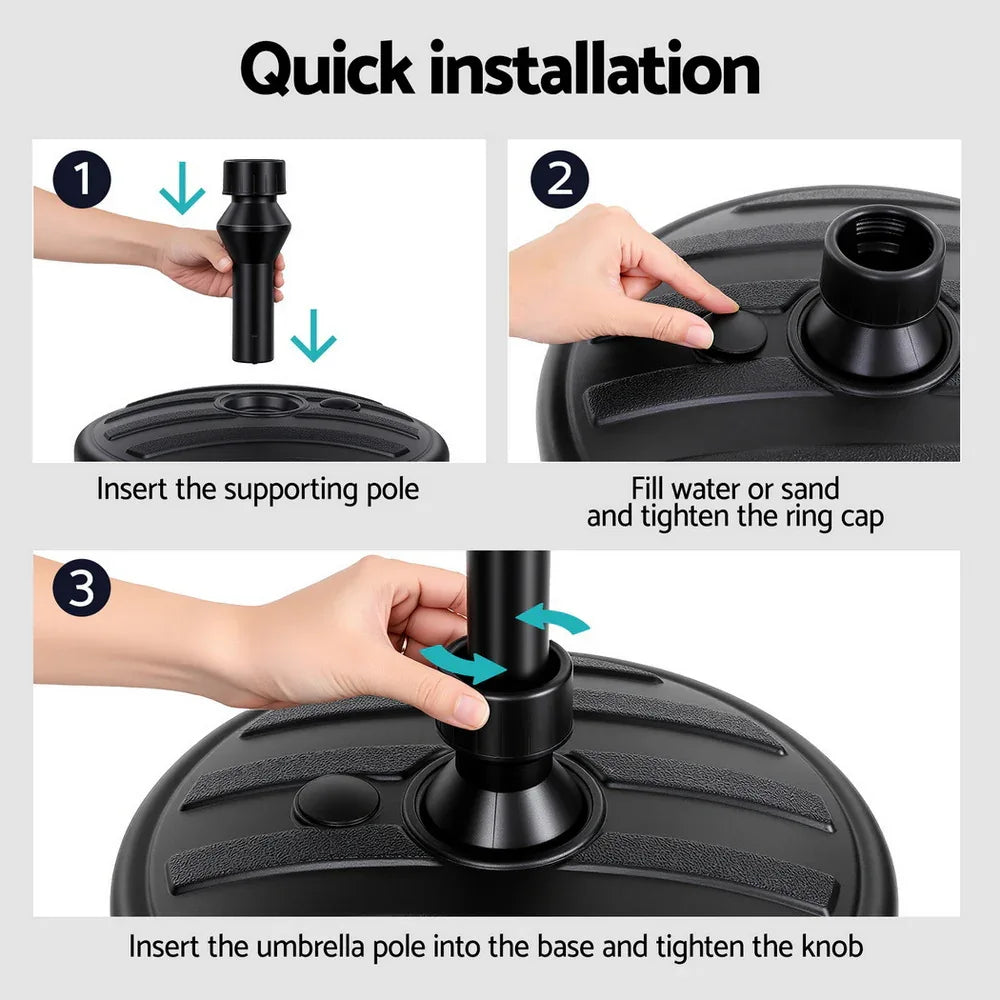 Instahut Outdoor Umbrella Base Weight Round Plastic Pole Holder 35-38mm Beach - Mekamart Australia