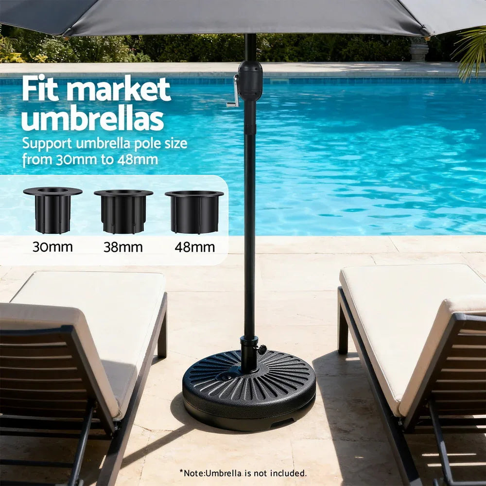 Instahut Outdoor Umbrella Base Weight Round Plastic Pole Holder 30-48mm Beach - Mekamart Australia