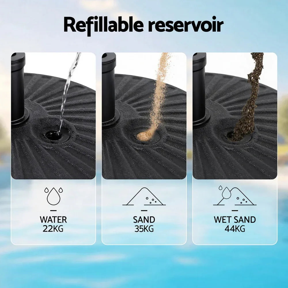 Instahut Outdoor Umbrella Base Weight Round Plastic Pole Holder 30-48mm Beach - Mekamart Australia