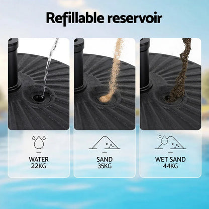 Instahut Outdoor Umbrella Base Weight Round Plastic Pole Holder 30-48mm Beach - Mekamart Australia