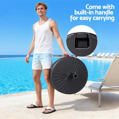 Instahut Outdoor Umbrella Base Weight Round Plastic Pole Holder 30-48mm Beach - Mekamart Australia