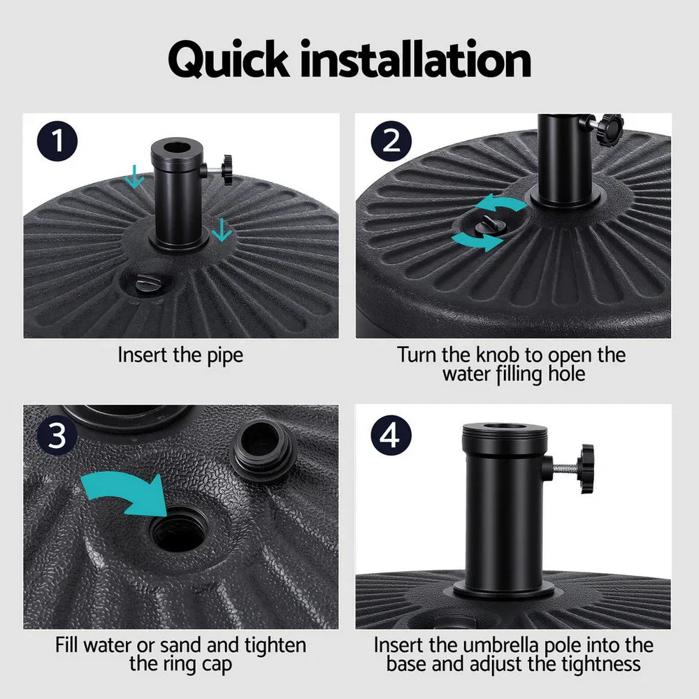 Instahut Outdoor Umbrella Base Weight Round Plastic Pole Holder 30-48mm Beach - Mekamart Australia