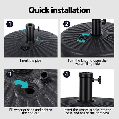 Instahut Outdoor Umbrella Base Weight Round Plastic Pole Holder 30-48mm Beach - Mekamart Australia