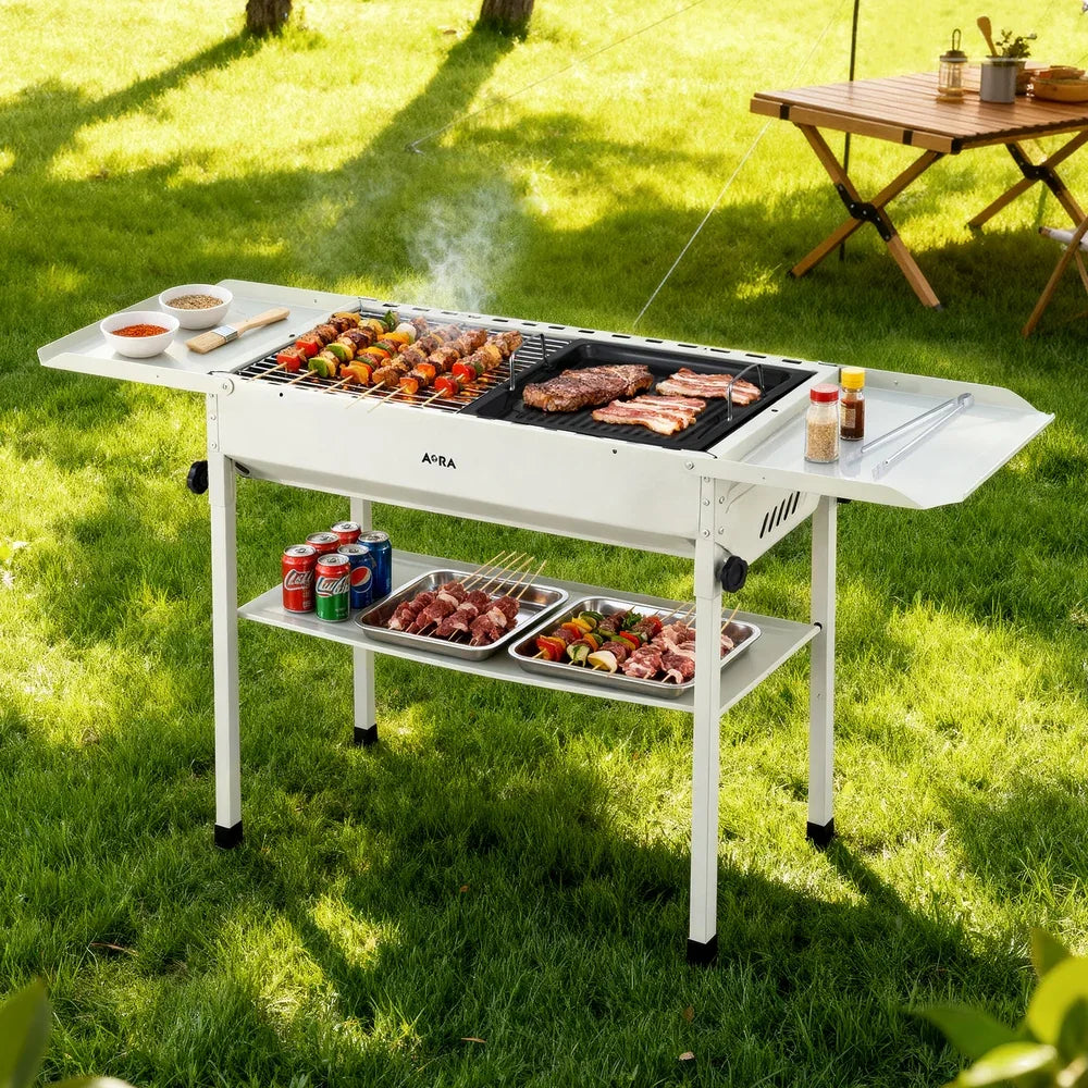 Grillz Portable BBQ Grill w/ Stainless Steel Racks & Pans for Outdoor - Mekamart Australia