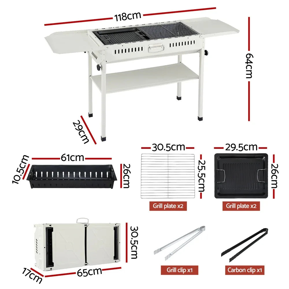 Grillz Portable BBQ Grill w/ Stainless Steel Racks & Pans for Outdoor - Mekamart Australia