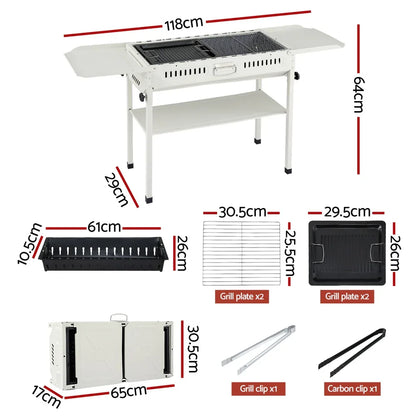 Grillz Portable BBQ Grill w/ Stainless Steel Racks & Pans for Outdoor - Mekamart Australia