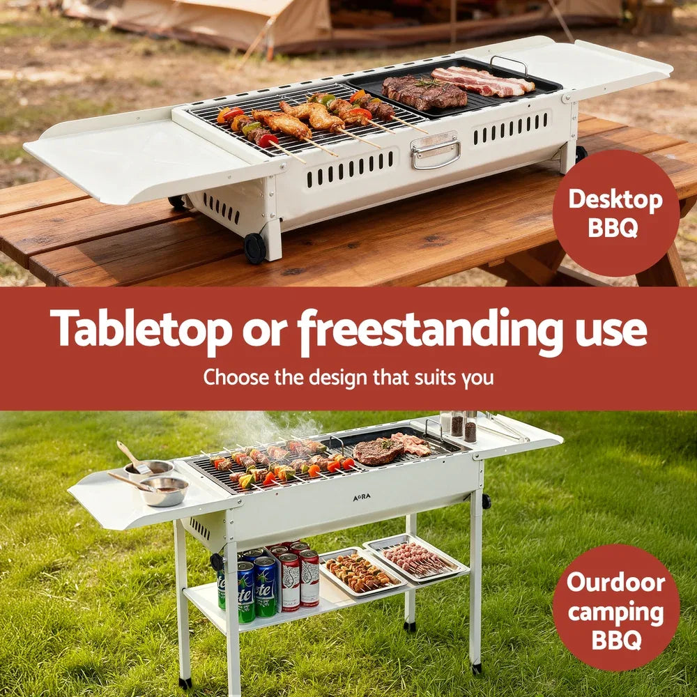 Grillz Portable BBQ Grill w/ Stainless Steel Racks & Pans for Outdoor - Mekamart Australia