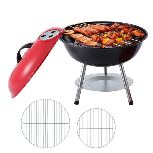 Grillz Charcoal BBQ Grill Portable with Lid for Camping Outdoor - Mekamart Australia