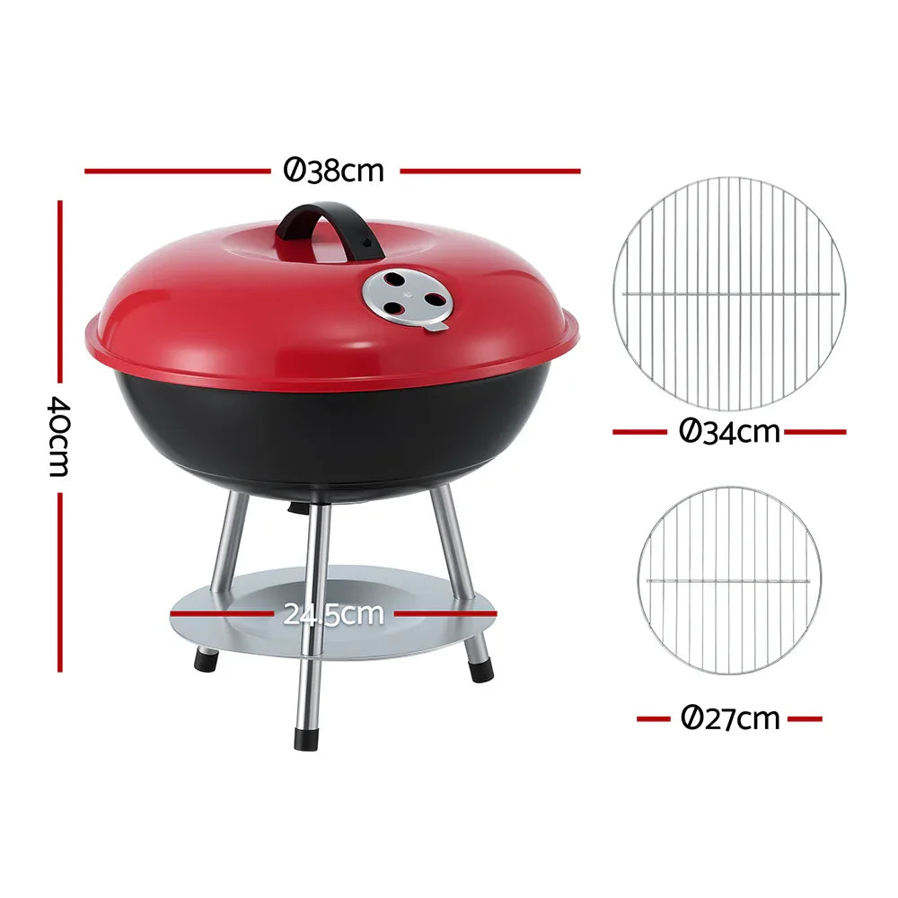Grillz Charcoal BBQ Grill Portable with Lid for Camping Outdoor - Mekamart Australia