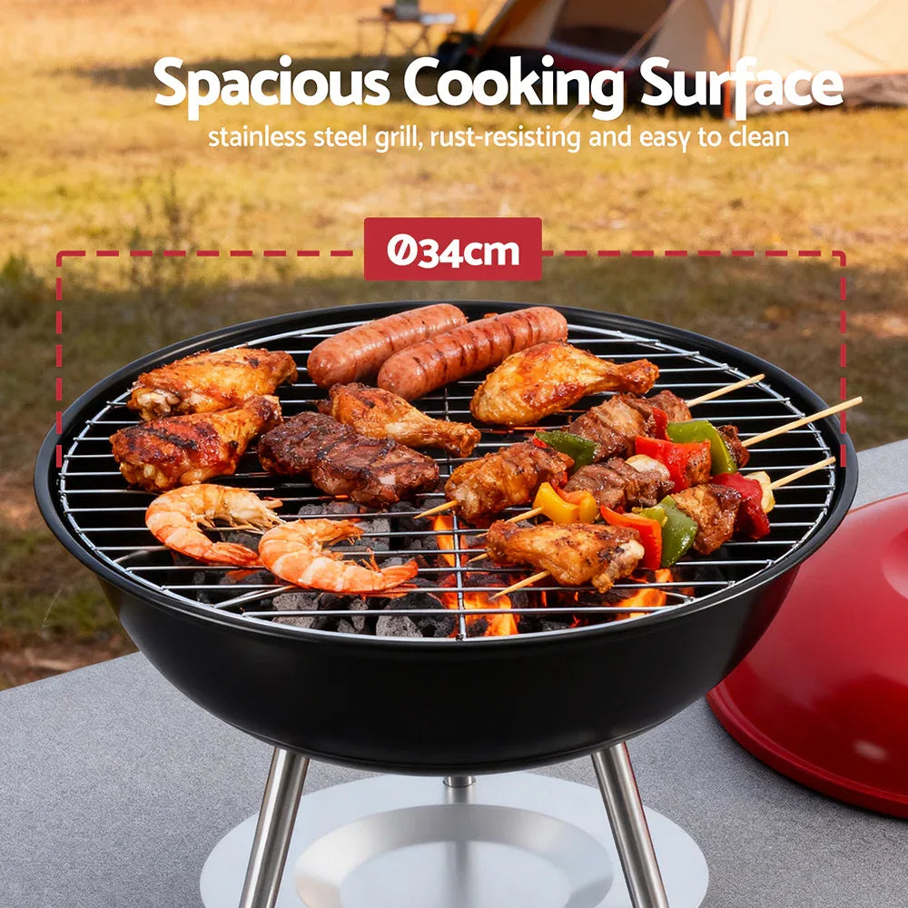 Grillz Charcoal BBQ Grill Portable with Lid for Camping Outdoor - Mekamart Australia