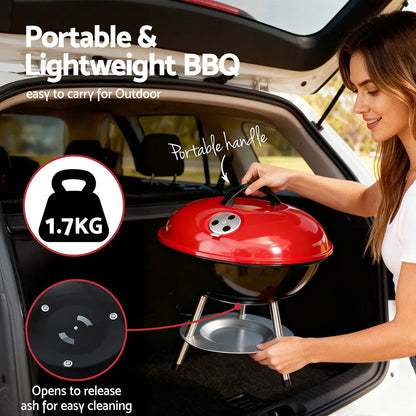 Grillz Charcoal BBQ Grill Portable with Lid for Camping Outdoor - Mekamart Australia
