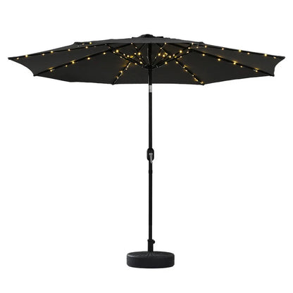 Instahut Outdoor Umbrella 2.9m Market Umbrella with Base String Light Black - Mekamart Australia