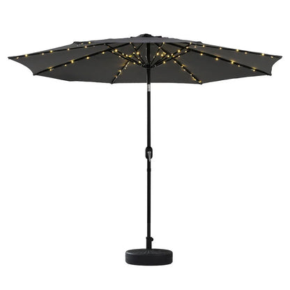 Instahut Outdoor Umbrella 2.9m Market Umbrella with String Light Tilt Charcoal Shade - Mekamart Australia