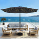 Instahut Outdoor Umbrella 2.9m Market Umbrella with String Light Tilt Charcoal Shade - Mekamart Australia