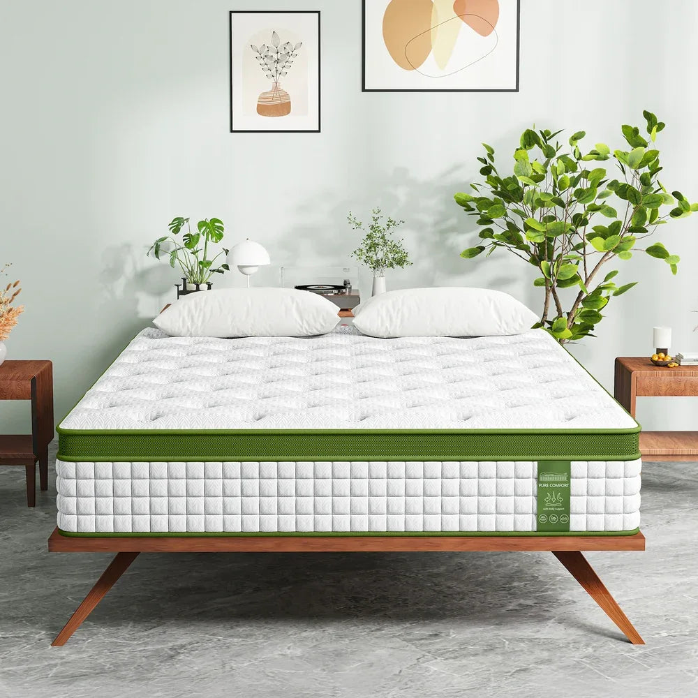 BedStory Queen 30cm Hybrid Mattress Cooling Gel Memory Foam 5 Zone Pocket Spring Bed Temperature Regulating - Mekamart Australia
