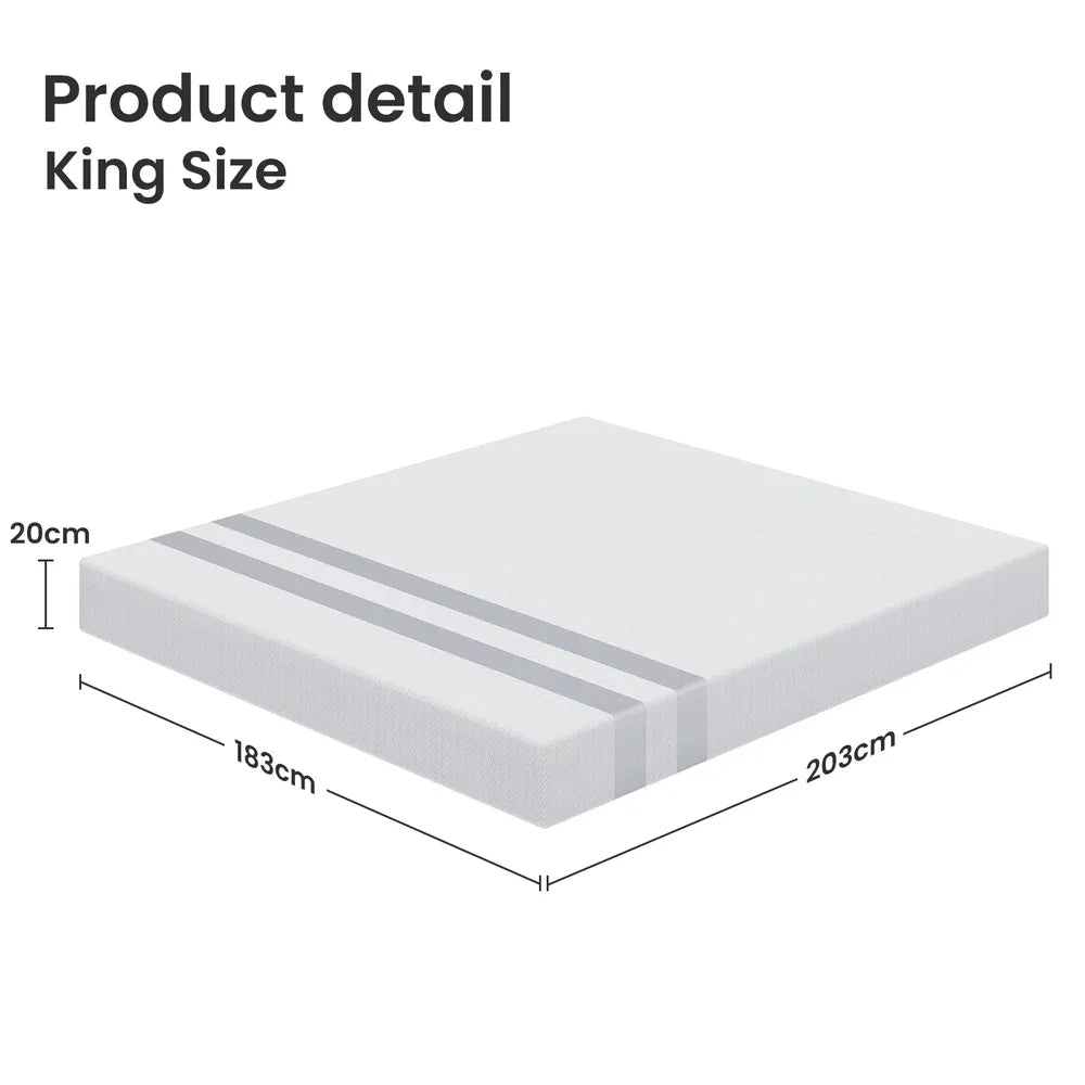 BedStory King Memory Foam Mattress 20cm Cooling Gel Foam Mattress in a Box Medium Soft Feel - Mekamart Australia