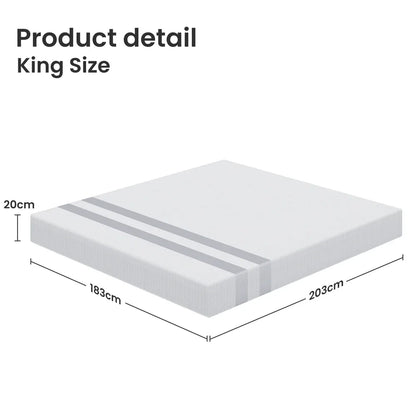 BedStory King Memory Foam Mattress 20cm Cooling Gel Foam Mattress in a Box Medium Soft Feel - Mekamart Australia