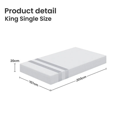 BedStory King Single Memory Foam Mattress 20cm Cooling Gel Foam Mattress in a Box Medium Soft Feel - Mekamart Australia