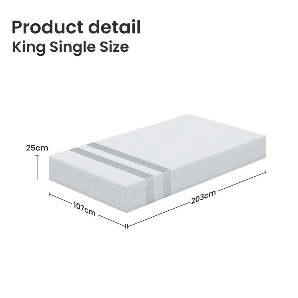 BedStory King Single Memory Foam Mattress 25cm Cooling Gel Foam Mattress in a Box Medium Feel - Mekamart Australia