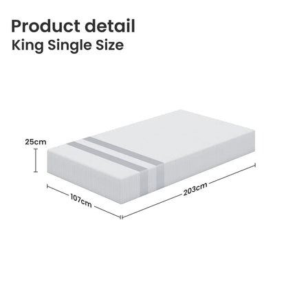 BedStory King Single Memory Foam Mattress 25cm Cooling Gel Foam Mattress in a Box Medium Feel - Mekamart Australia