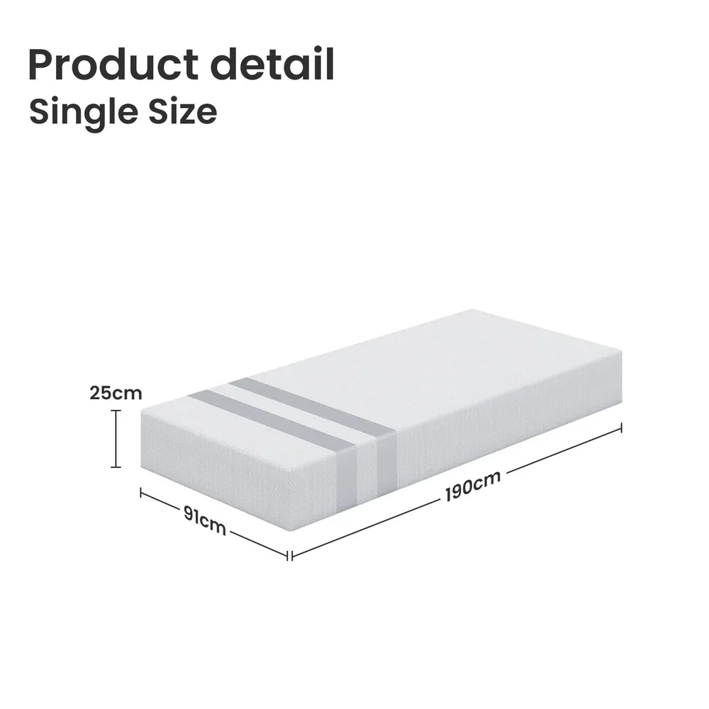 BedStory Single Memory Foam Mattress 25cm Cooling Gel Foam Mattress in a Box Medium Feel - Mekamart Australia