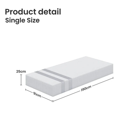BedStory Single Memory Foam Mattress 25cm Cooling Gel Foam Mattress in a Box Medium Feel - Mekamart Australia