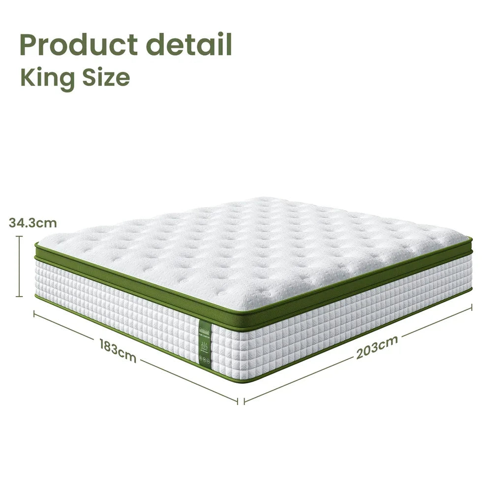 BedStory 34cm King Latex Hybrid Mattress Medium Firm - 5 Zone Pocket Spring Bed for Pressure Relief Motion Isolation - Mekamart Australia