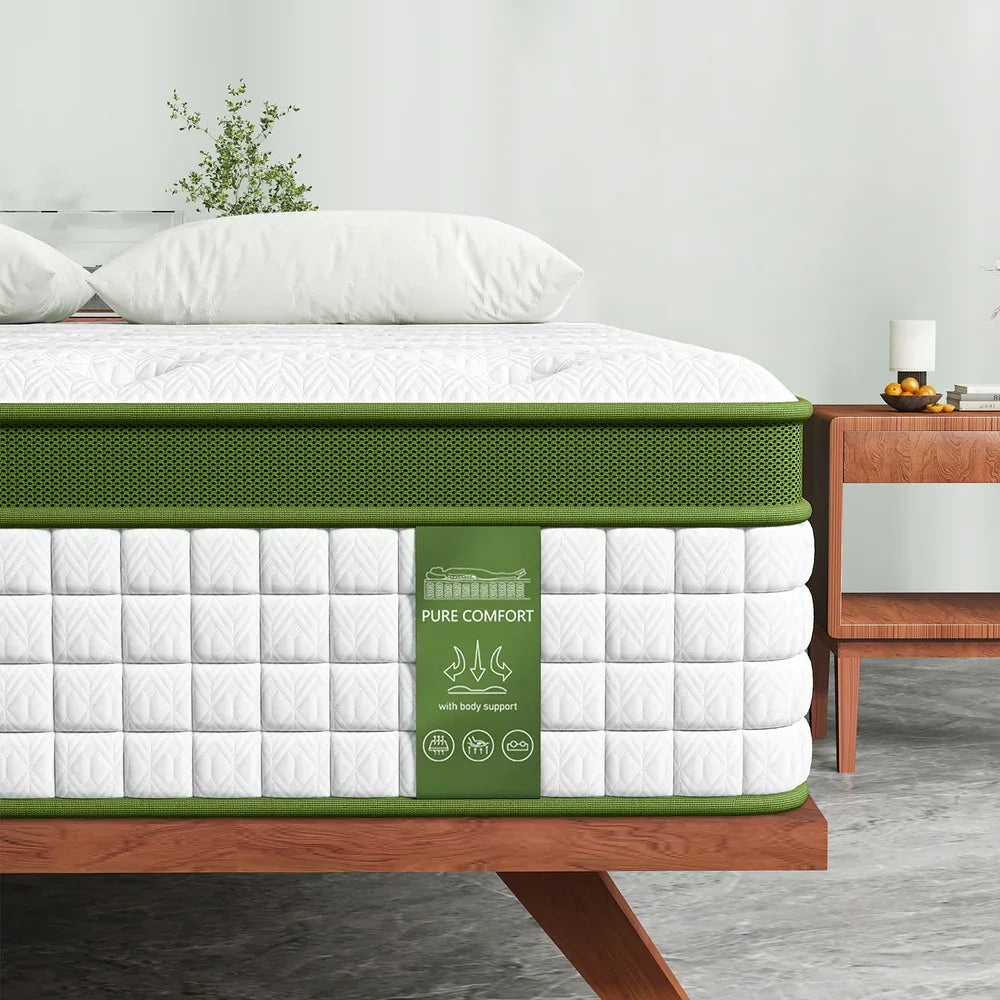 BedStory 34cm Queen Latex Hybrid Mattress Medium Firm - 5 Zone Pocket Spring Bed for Pressure Relief Motion Isolation - Mekamart Australia