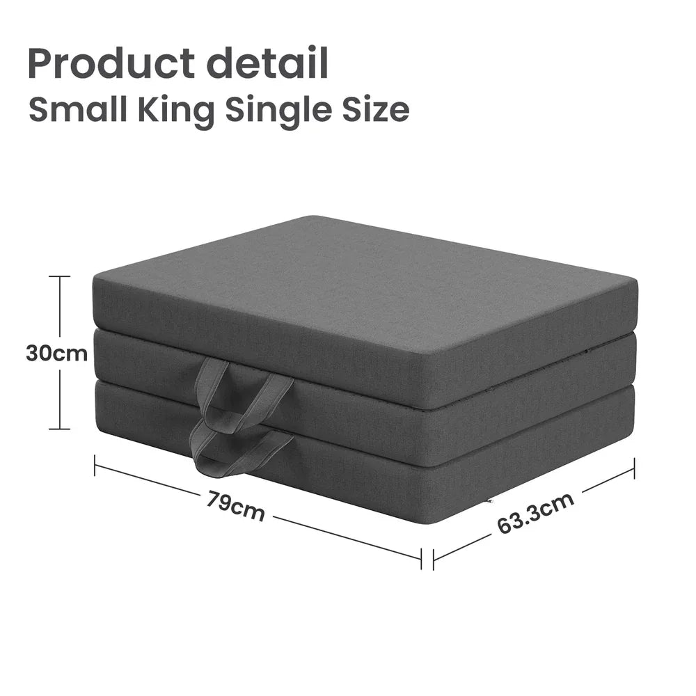 BedStory Folding Mattress Small King Single Trifold Mattress Firm Support Foam Washable Cover 15cm - Mekamart Australia