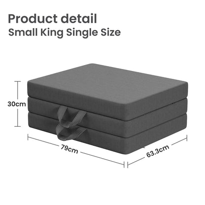 BedStory Folding Mattress Small King Single Trifold Mattress Firm Support Foam Washable Cover 15cm - Mekamart Australia