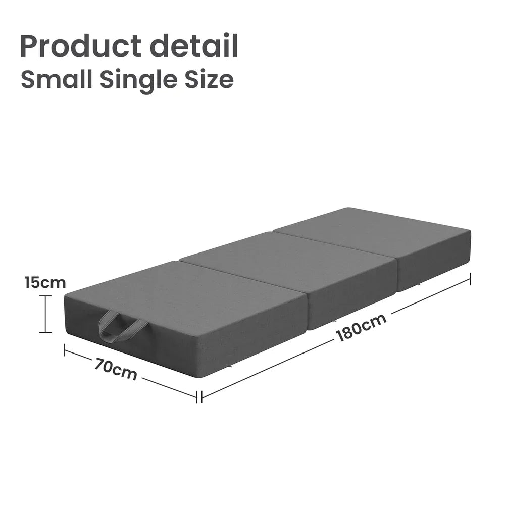 BedStory Folding Mattress Small Single Trifold Mattress Firm Support Foam Washable Cover 15cm - Mekamart Australia