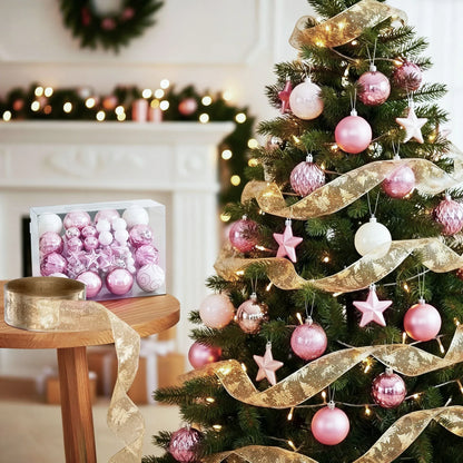 Jingle Jollys Christmas Tree Decoration Set Ribbon Baubles Ornaments Party 34pcs - Mekamart Australia