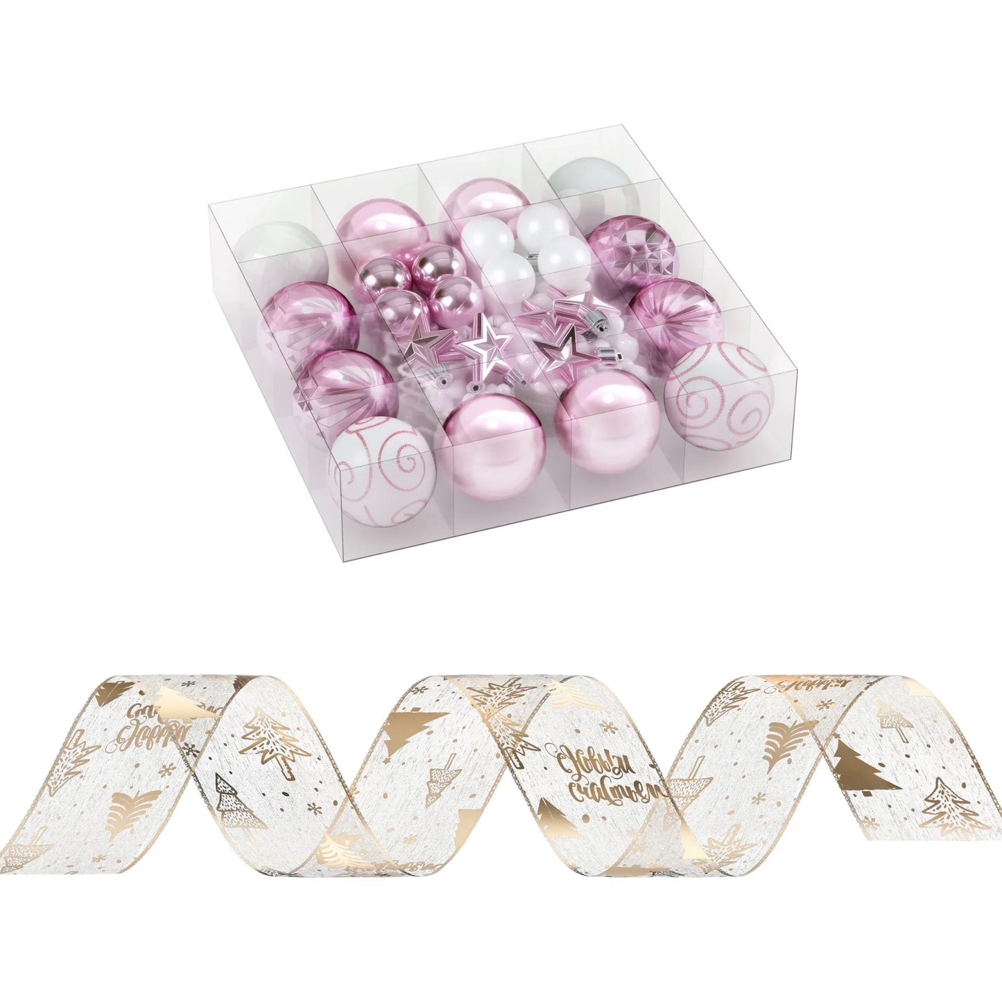 Jingle Jollys Christmas Tree Decoration Set Ribbon Baubles Ornaments Party 34pcs - Mekamart Australia