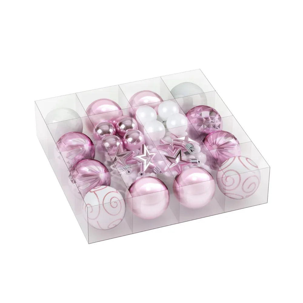 Jingle Jollys 33pcs Christmas Tree Decorations Set Baubles Ornaments Party Pink - Mekamart Australia