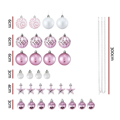 Jingle Jollys 33pcs Christmas Tree Decorations Set Baubles Ornaments Party Pink - Mekamart Australia