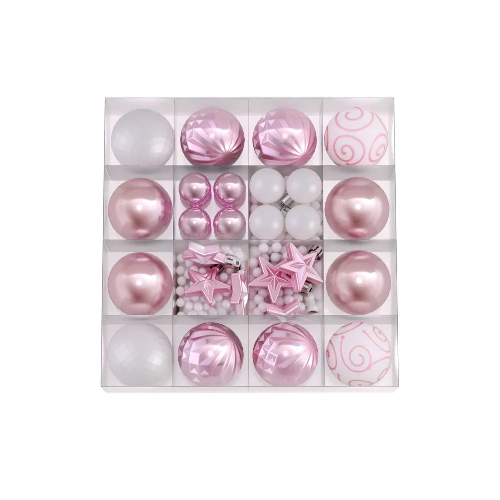 Jingle Jollys 33pcs Christmas Tree Decorations Set Baubles Ornaments Party Pink - Mekamart Australia