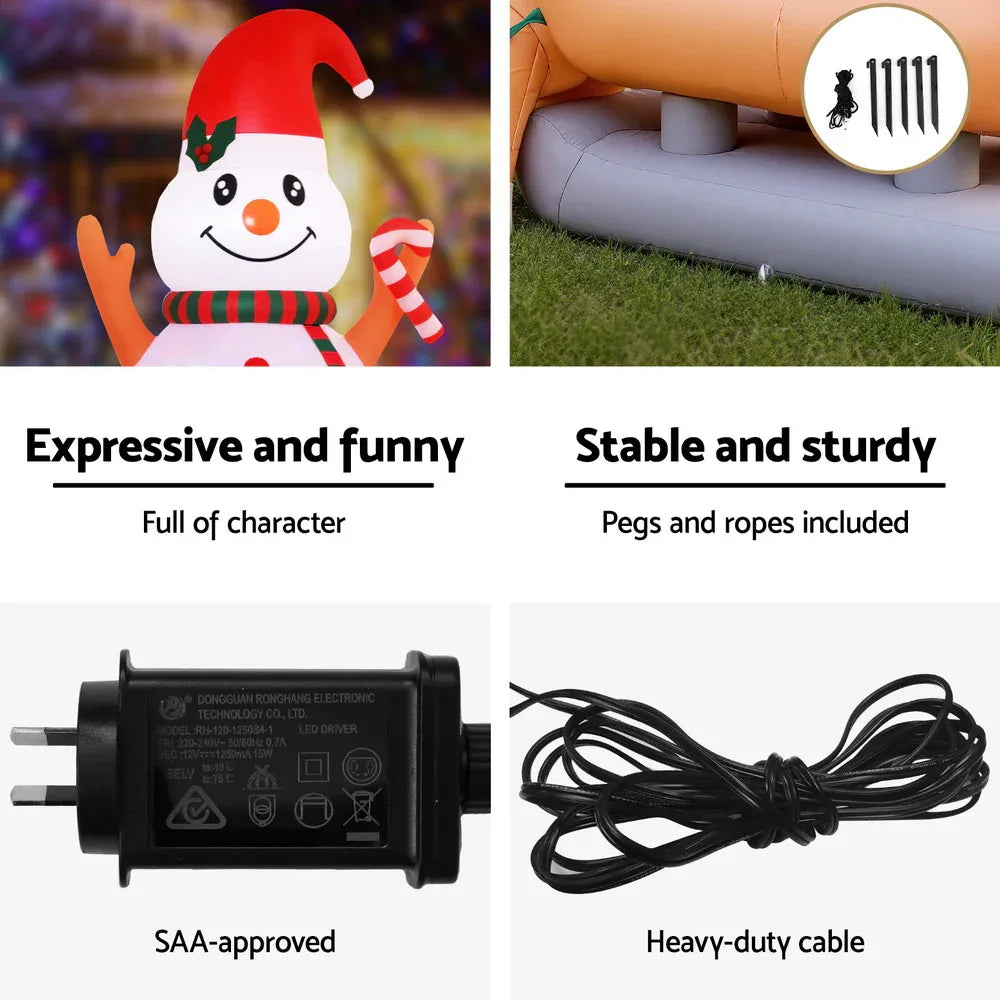 Jingle Jollys Christmas Inflatable Snowman Dog 4.2M Tall Outdoor Decorations Illuminated - Mekamart Australia