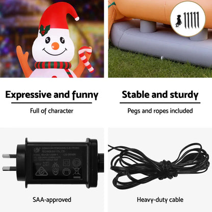 Jingle Jollys Christmas Inflatable Snowman Dog 4.2M Tall Outdoor Decorations Illuminated - Mekamart Australia