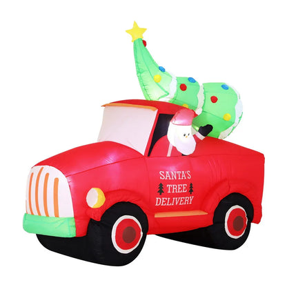 Jingle Jollys Christmas Inflatable Santa Truck 1.6M Height LED Decorations Illuminated - Mekamart Australia